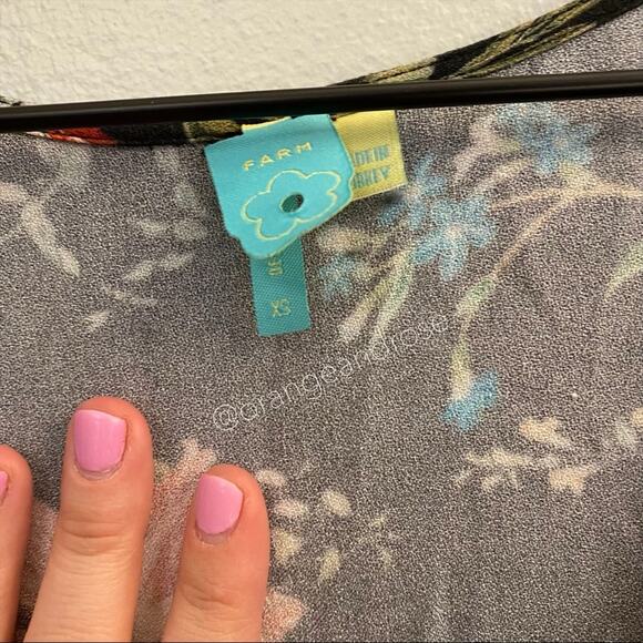 FARM Rio Brazil Black Floral Wrap Front Long Sleeve Maxi Dress Tropical XS - Picture 4 of 16